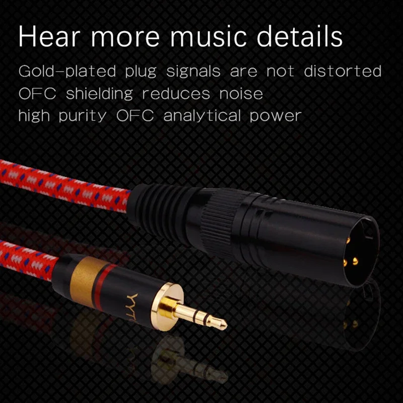 3.5mm to 2 XLR Male Cable for Headphone Microphone Computer Phone Speaker Amplifier TRS Stereo 3.5 to 2XLR Male Cable