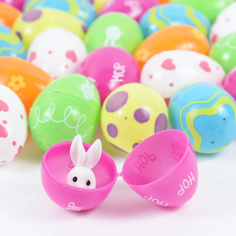 12/24Pcs Colorful Plastic Easter Eggs Easter Fillable Empty Eggs Candy Gifts Packaging Box Easter Decorations For Home Kids Gift