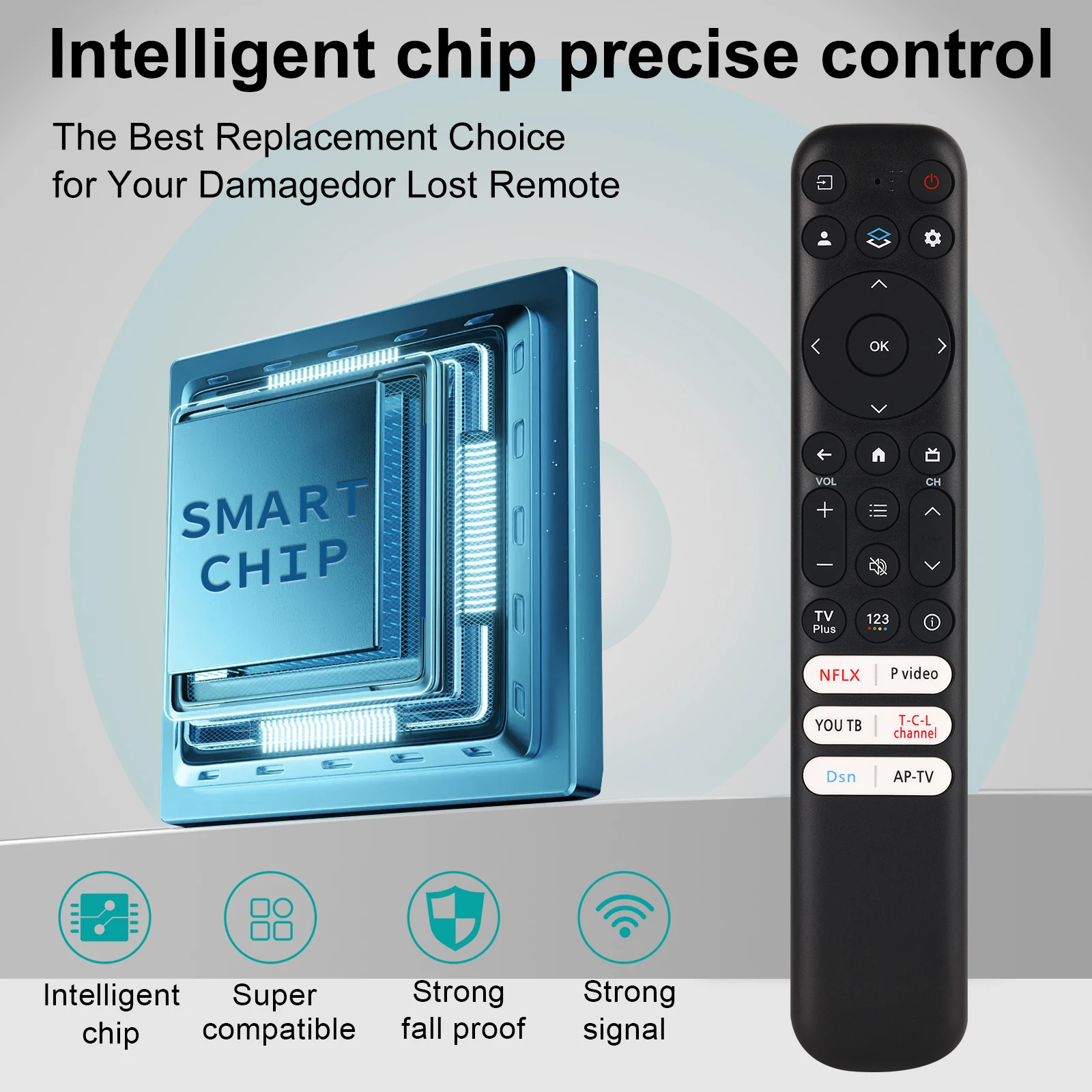 Controle Remoto de Substituição Exclusivo para TCL Google TV, RC813 Compatível com TCL QM8/QM7/S5/S4/S3/Q7/Q6/Q5 4K UHD HDR LED QLED QD-Mini