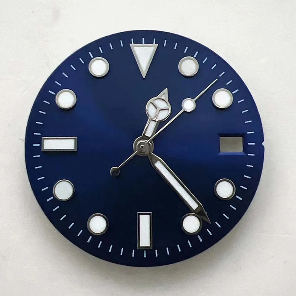 29mm Watch Dial + Watch Hands for NH35 Movement Blue Luminous Dials Green Luminous Pointers Spare Part