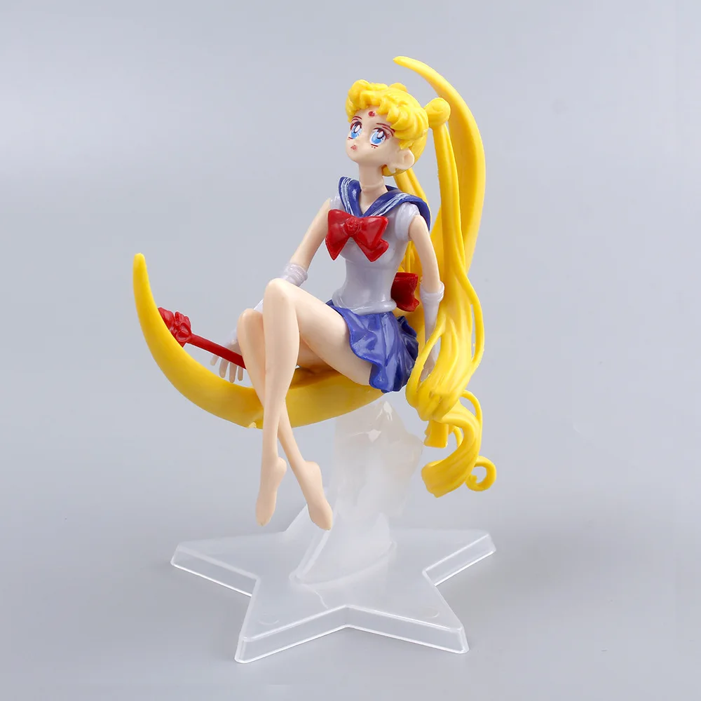Cartoon Sailor Moon Beautiful Girl Water Ice Moon Kawaii Anime Action Figure Scene Doll Collectible PVC Model Toy Birthday Gift