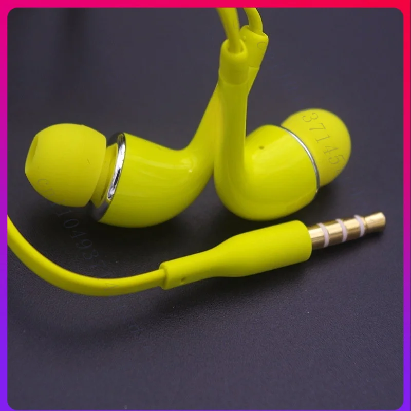 2Pcs for Samsung S4 In-Ear Wired Headphones HS3303 Fashion Stereo Noodles Earplugs Fluorescent Yellow