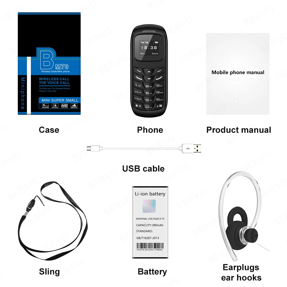 SERVO BM70 2G GSM Mini Mobile Phone Dual SIM Card Auto Call Record Bluetooth Call Blacklist Magic Voice Mini Portable Cellphone