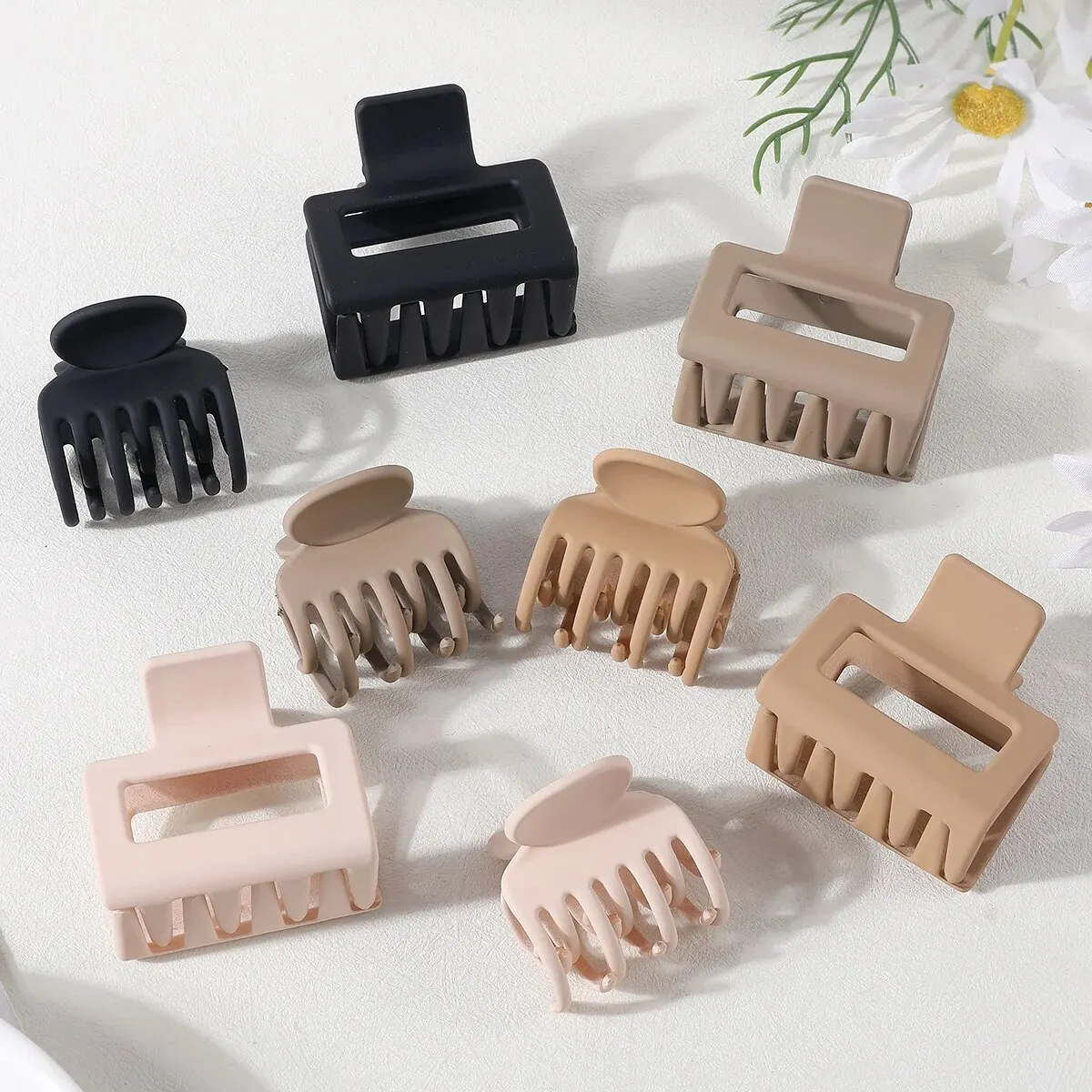 8PCS Medium Hair Claws for Women Girls Claw Clips for Thin Hair Lady Hairpins Matte Jaw Clip Headwear Women Hair Accessories image 2