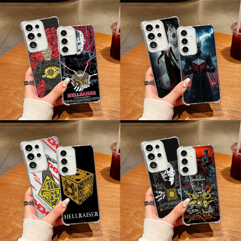 P-Pinhead H-Hellraiser Phone Case For Samsung S26 Ultra S25 Edge Galaxy S23 S21 S20 S24 FE S22 Plus S26FE S25FE TPU Cover Clear