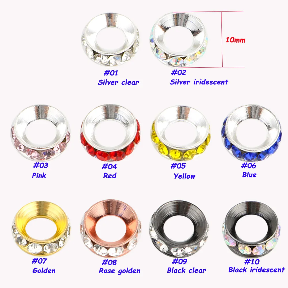 100-200 قطعة معدنية دائرية حجر الراين 10 مللي متر خزر عازل لصنع المجوهرات Earring بها بنفسك القرط سوار قلادة الخ الاكسسوارات اليدوية