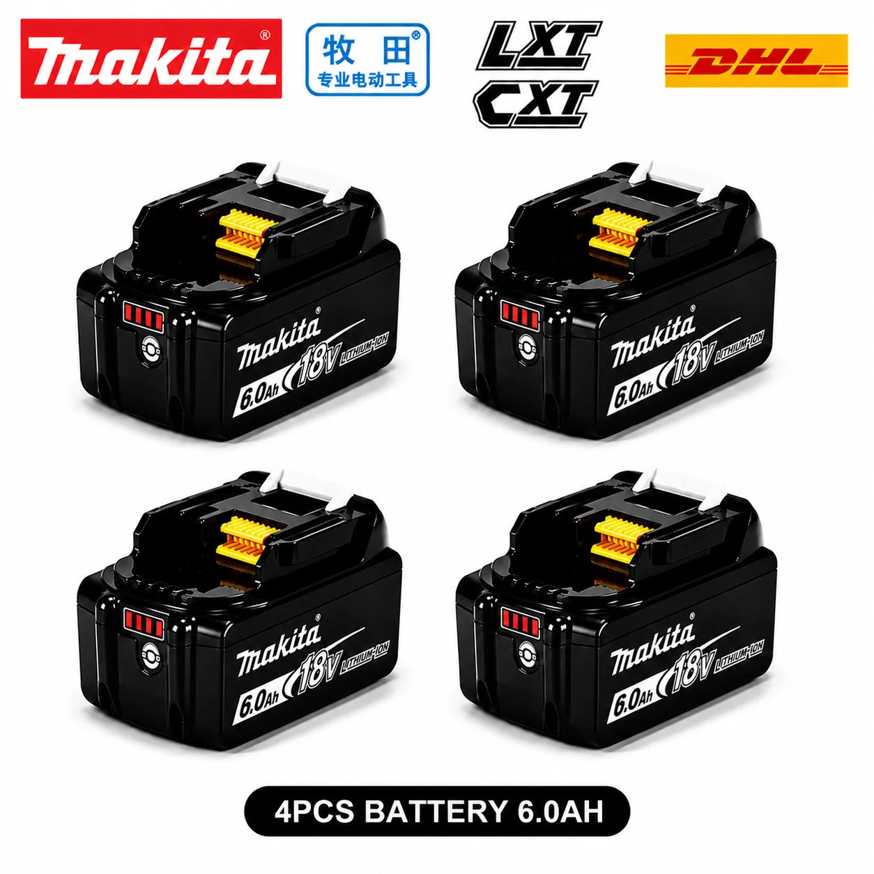 Makita DHR242 18V LXT Bürstenloser Akku-Bohrhammer 24mm SDS Plus 2,0J 4700 BPM 3-Modus Beton-Bohrwerkzeug-Set mit BL1860B BL1840 Akku-Ladegerät