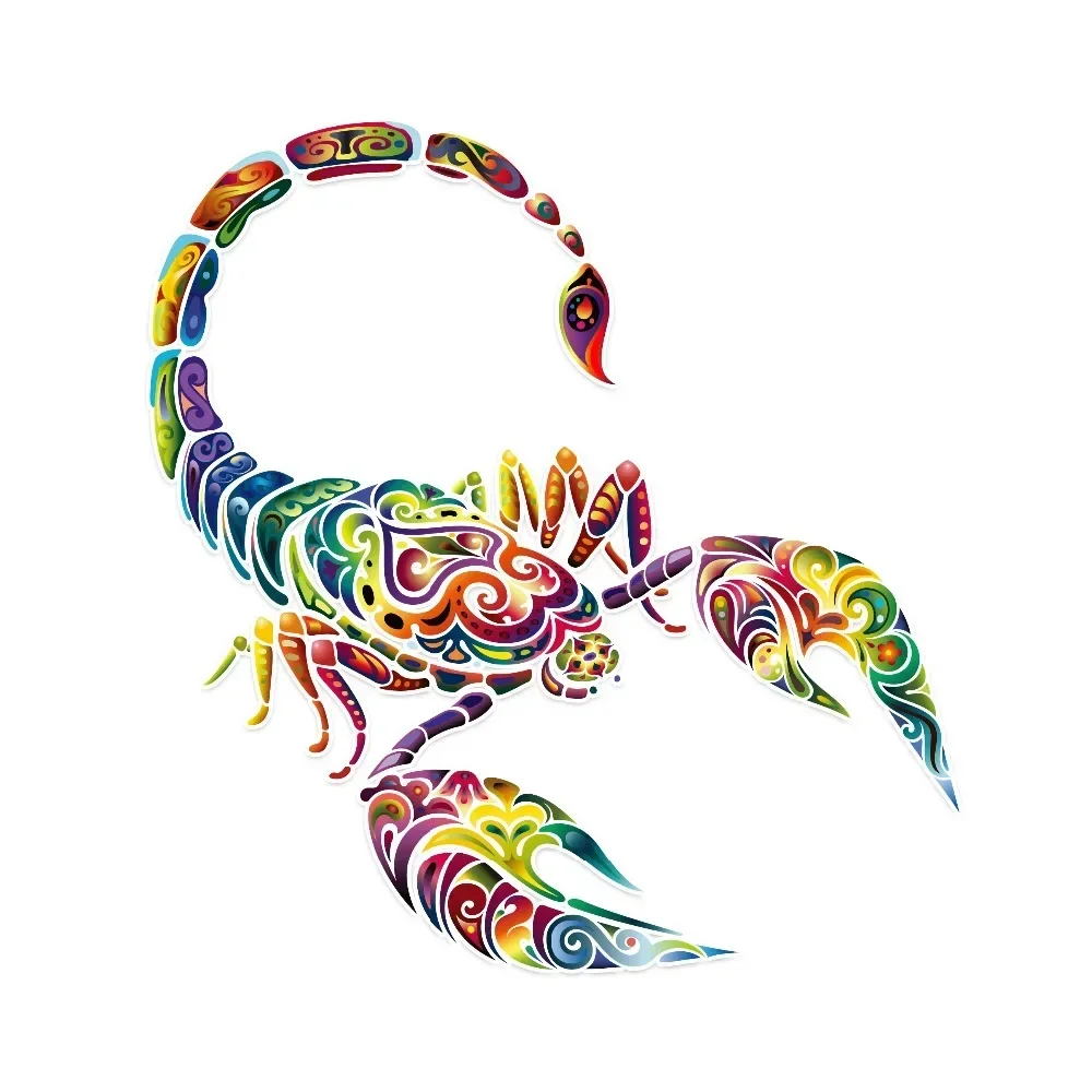 Creativity Unique Colored Scorpion Car Stickers Motorcycle Laptop Decor Waterproof and Sunscreen PVC,Decals 15cm*15cm