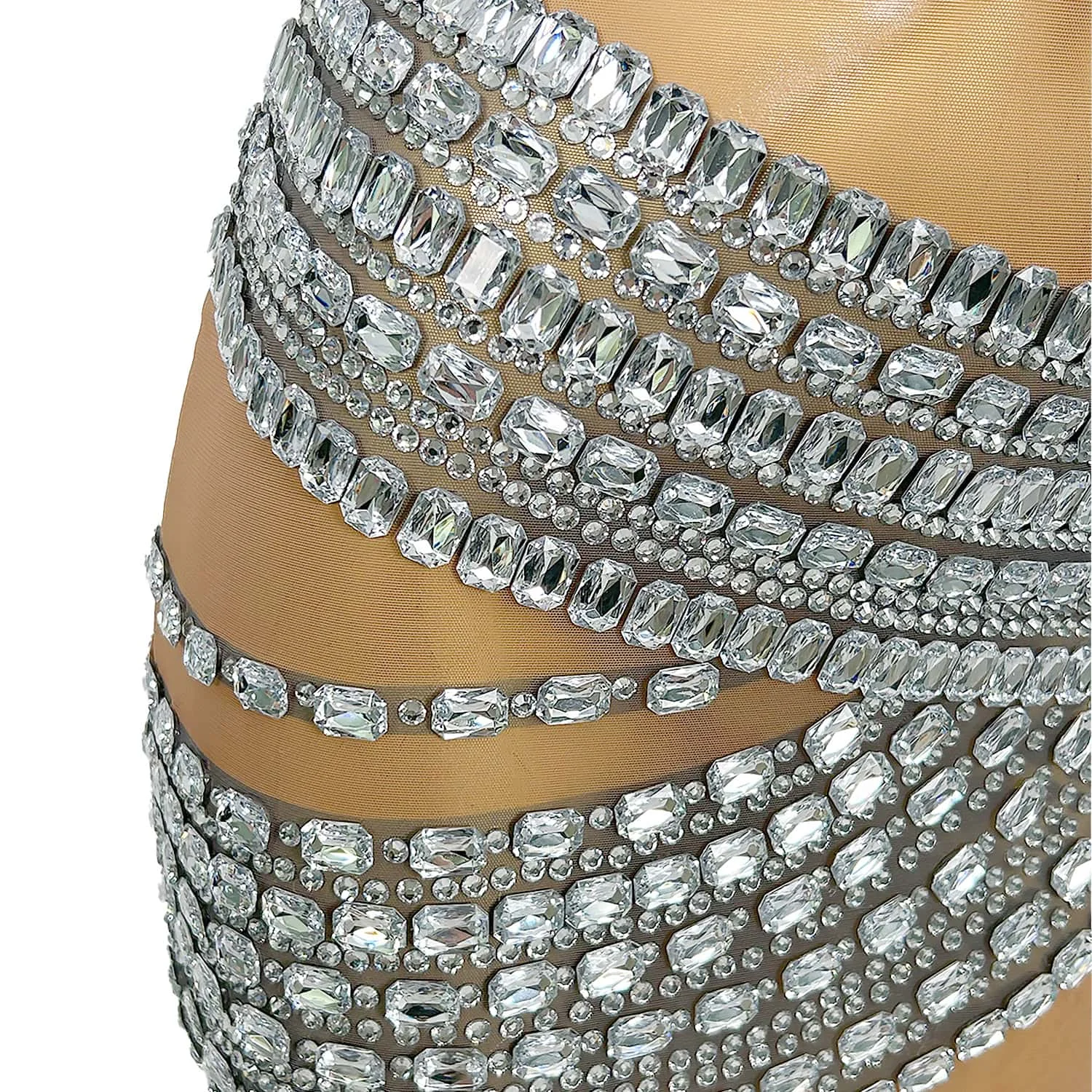 Luxury Rhinestone Women's Ball Dress Club Bar Sexy Hot Dance Dress Hanging Collar Short Dress Sexy Singer Stage Showgirl Dress