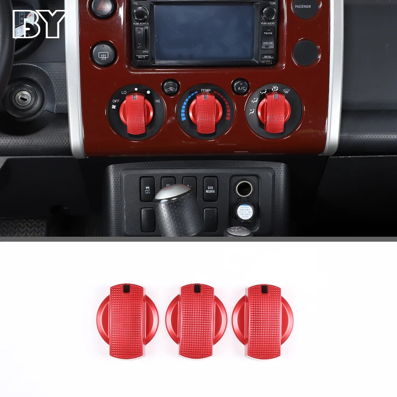 

3 pcs For Toyota FJ Cruiser 2007-2021 Aluminum Alloy Car Central Air Conditioner Adjustment Knob Decorative Cover Accessories