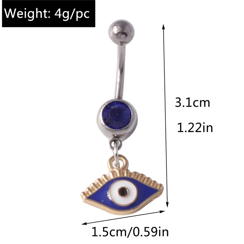 Aihua Böhmen Hamsa Hand baumeln Nabel Ring Chirurgenstahl türkische glückliche blaue Augen Bauchnabel Ring Piercing Ombligo Körperschmuck – Detail 3