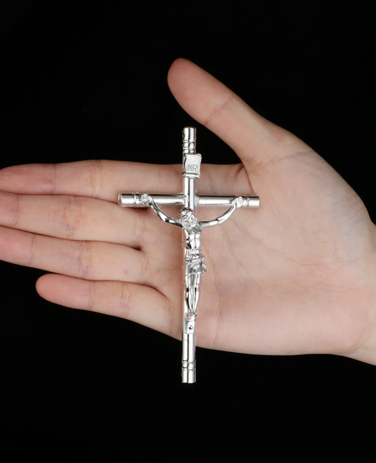 Diyalo Katholischer großer Kreuzigung INRI Kreuz Anhänger für DIY Halskette Rosenkranz Gebetskranz Teil Schmuckherstellung Zubehör – Detail 4