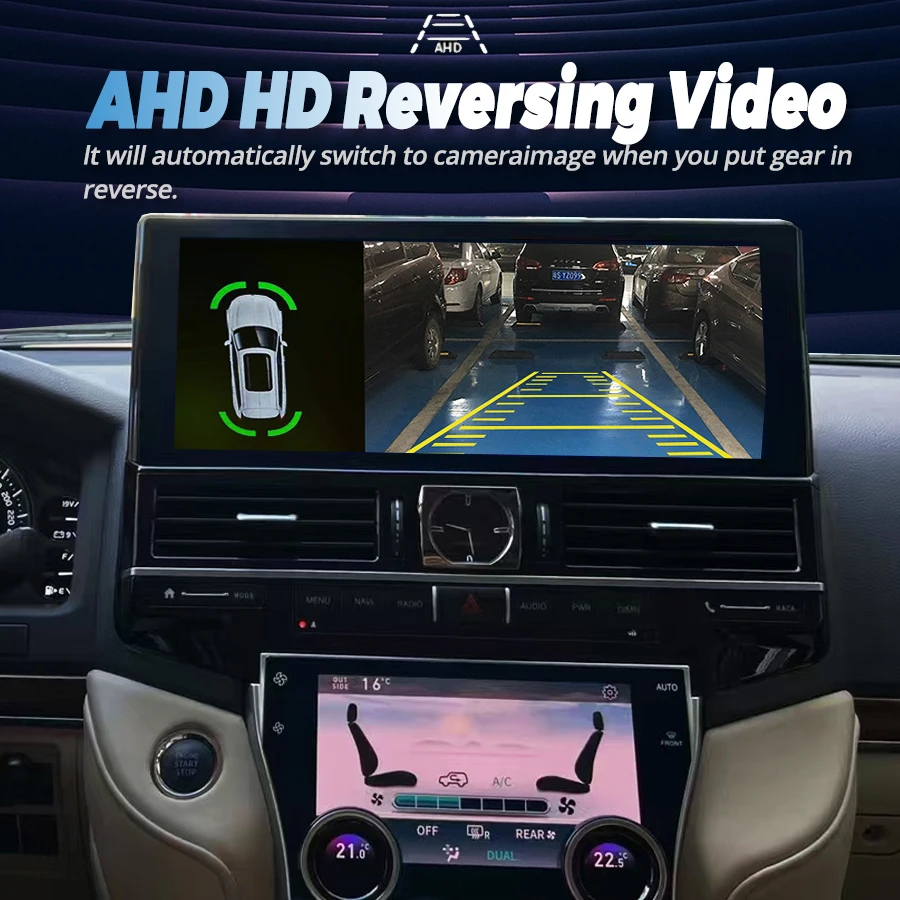 16.2 Polegada android 13 para toyota land cruiser lc200 2007-2022 lcd tela com ar condicionado com carga rápida multimídia tela dupla