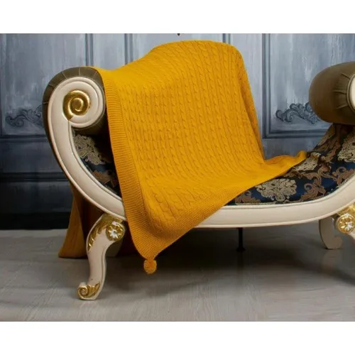 Dolce Mariee Knitwear Sofa Throw Mustard