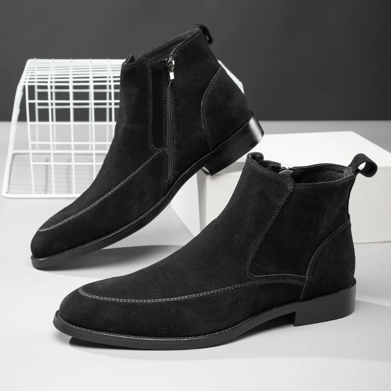 

Short boots Chelsea boots new versatile leather shoes Martin boots men's British style leather boots 211112