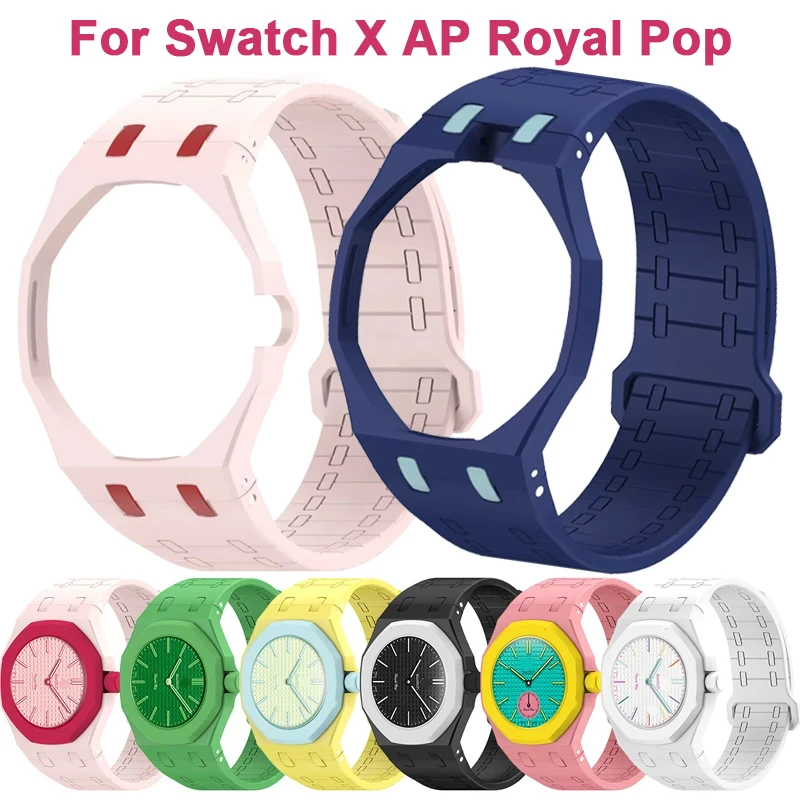 Image of 2-in-1-Uhrengehäuse + magnetisches Armband für Swatch X AP Royal POP Modifikationsset, Silikonband, Ersatz-Upgrade-Kit, Zubehör