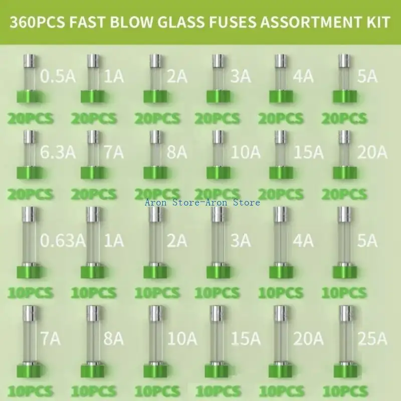 

H3CF 360pcs Assortment Of Glass Plug Top Fuses for Domestic Electrical Systems