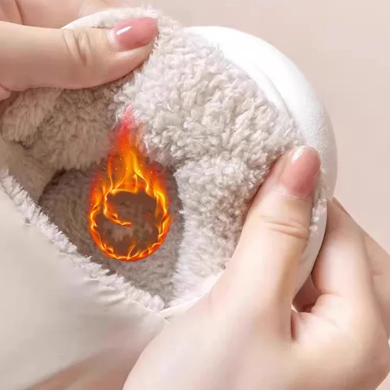 شباشب قطنية رجالية للخريف والشتاء مع كعب حقيبة وأحذية قطنية صوفية دافئة ومقاومة للماء وكبيرة الحجم