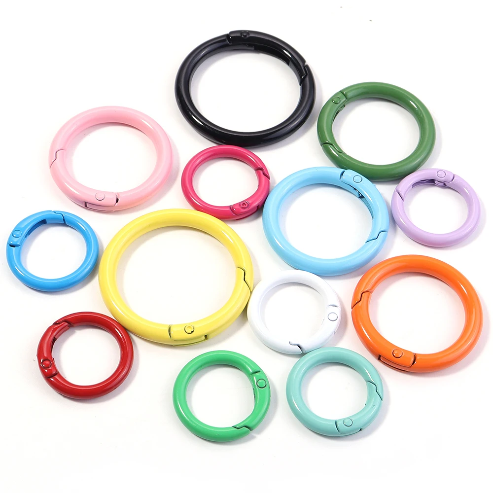 5-10 Stück/Los Bunte Federverschlüsse, aufklappbare runde Karabinerhaken, Schlüsselanhänger, Taschenclips, Haken, Hundekettenschnallen, Verbinder für DIY-Schmuck – Detail 7