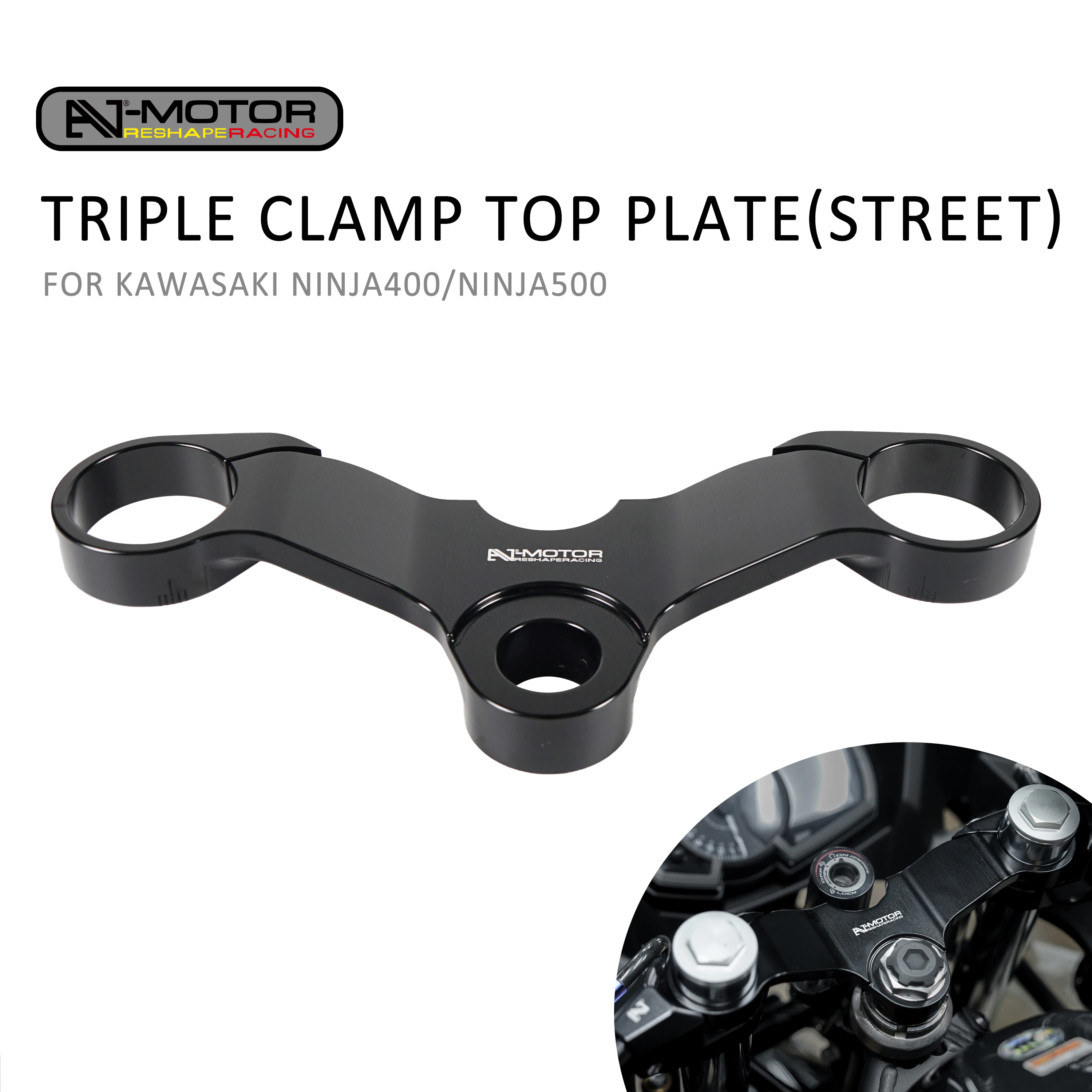 AJ-MOTOR Motorcycle Lightweight Triple Clamp Top Plate for Kawasaki Ninja 400 2018-2024 Ninja 500 2024-2025 Street Version