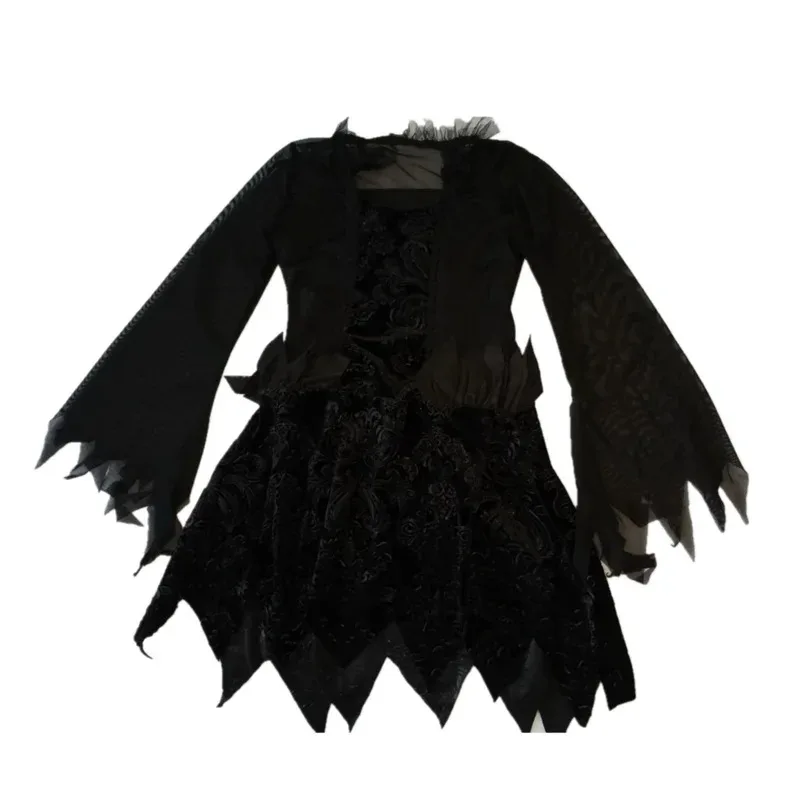 qq 123Halloween Cosplay Girl Kids Dress Teen Girls Black Hells Angel Costume Carnival Party Maleficent Witch Wings