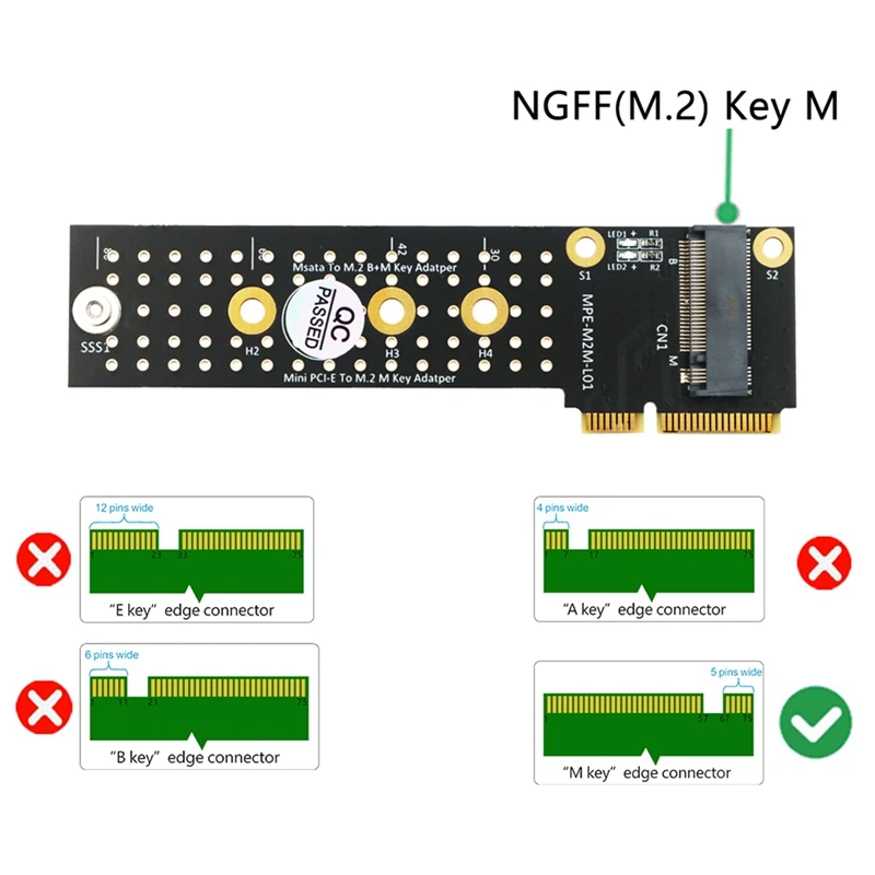 M.2 (NGFF) NVME SSD To Mini Pcie Converter Card Mini PCI-E To M.2 M-Key Adapter Msata To M.2 B+M Key Adapter