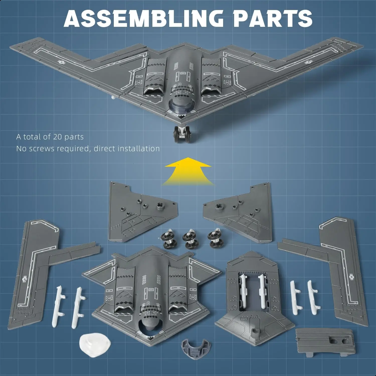 

1/200 Scale B-2 Build Model USAF Stealth Strategic Heavy Bomber Plastic Building Airplane Model Kit Gift for Adults and Kids