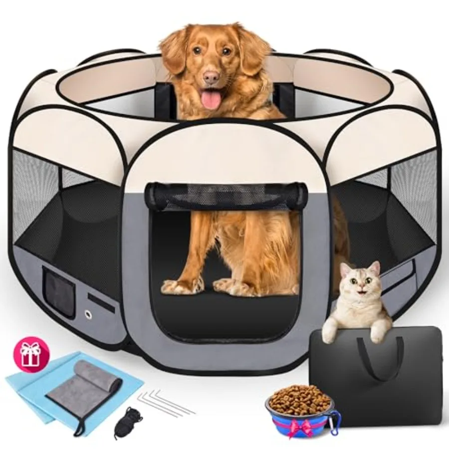 

Водонепроницаемый вольер-манеж для собак и кошек 45 дюймов, переносной, для дома и улицы, с сумкой для переноски