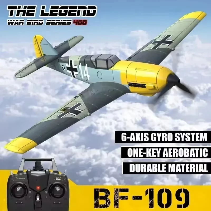 2024 Hot Selling Remote-Controlled Aircraft Bf109 4ch 400mm Fixed Wing U-Turn Stunt Fighter Rc Aircraft Model Youth Fun Toy Gift