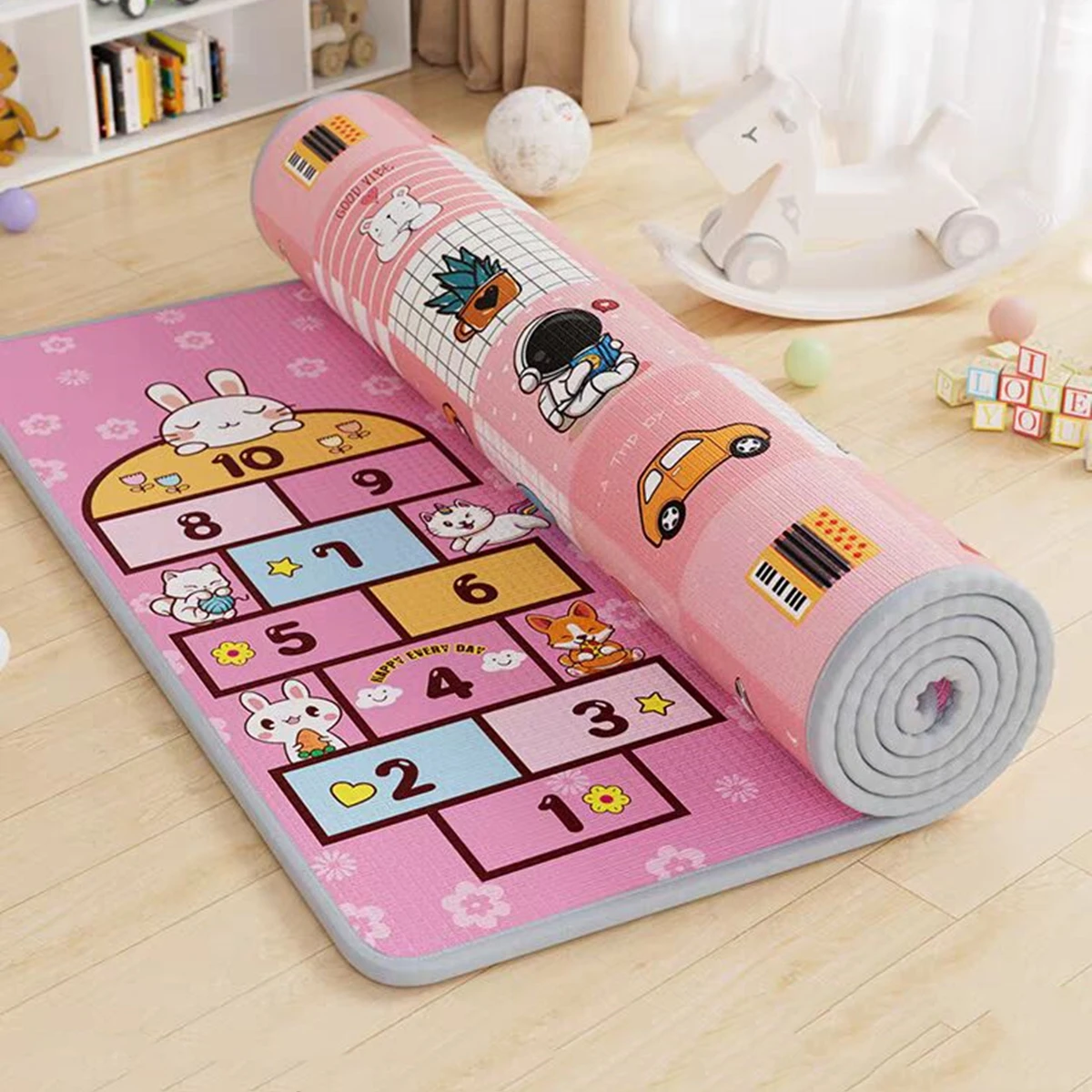 Dobrável Cartoon Baby Play Mat, Xpe Puzzle Mat, Almofada de escalada, Rug Games Brinquedos para crianças, 200x180cm