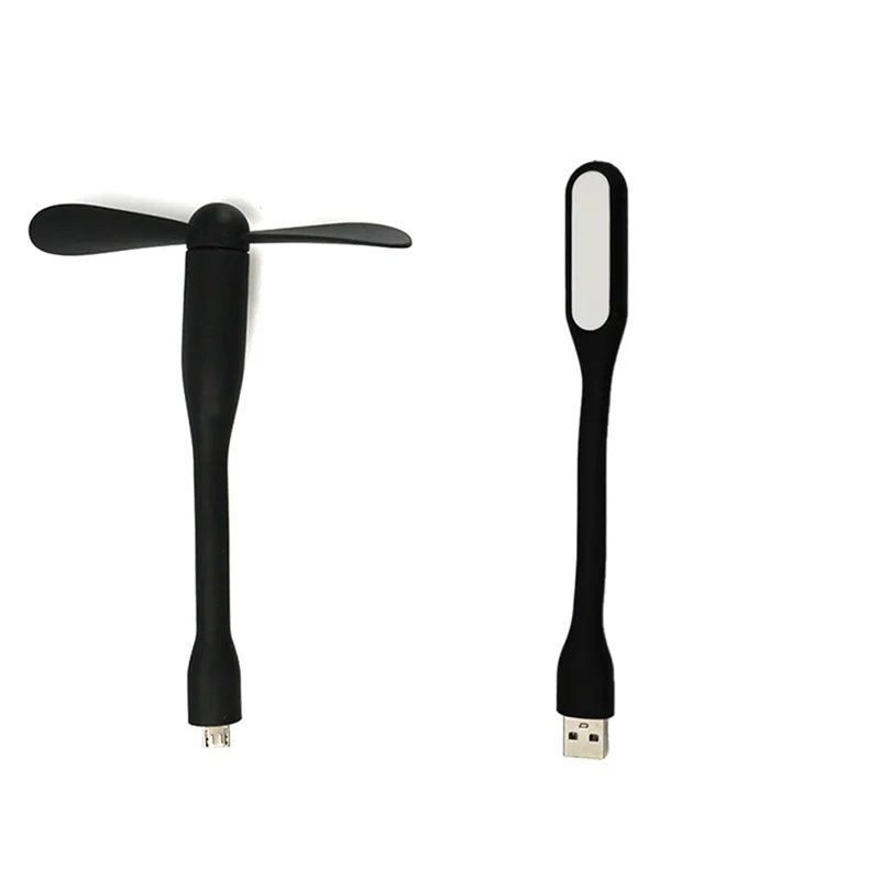พัดลมขนาดเล็กตั้งโต๊ะขนาดเล็ก USB อเนกประสงค์พร้อมไฟ USB อเนกประสงค์ประหยัดพลังงานไฟ LED แบบพกพาสีดำ