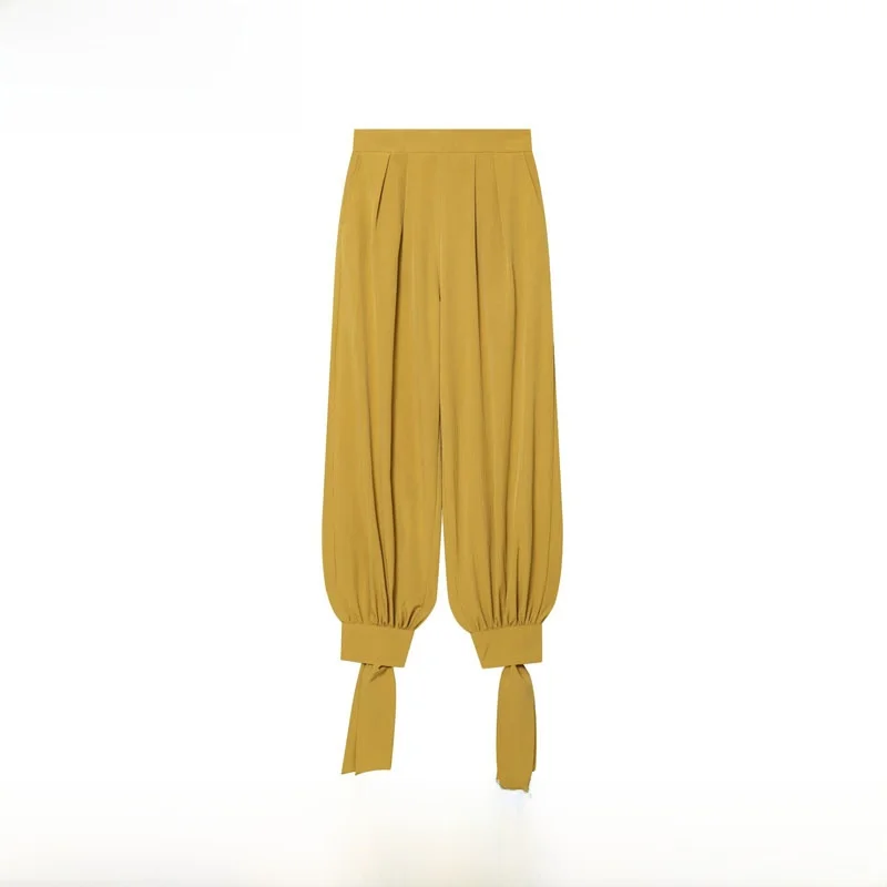 

Fashionable Knot Decorated Lantern Pants Women's Casual Trousers New Arrival Spring Summer Versatile Polyester Fiber