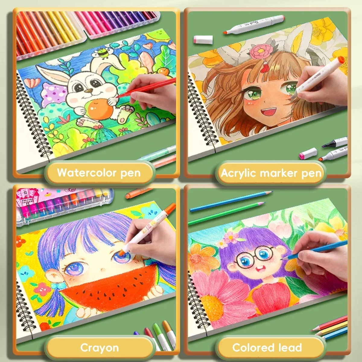 True Color A4 Kawaii Kapipala Picture Book Thickened Paper Blank Sketchbook Art Supplies for Artist Office and Cultural Supplies view 6