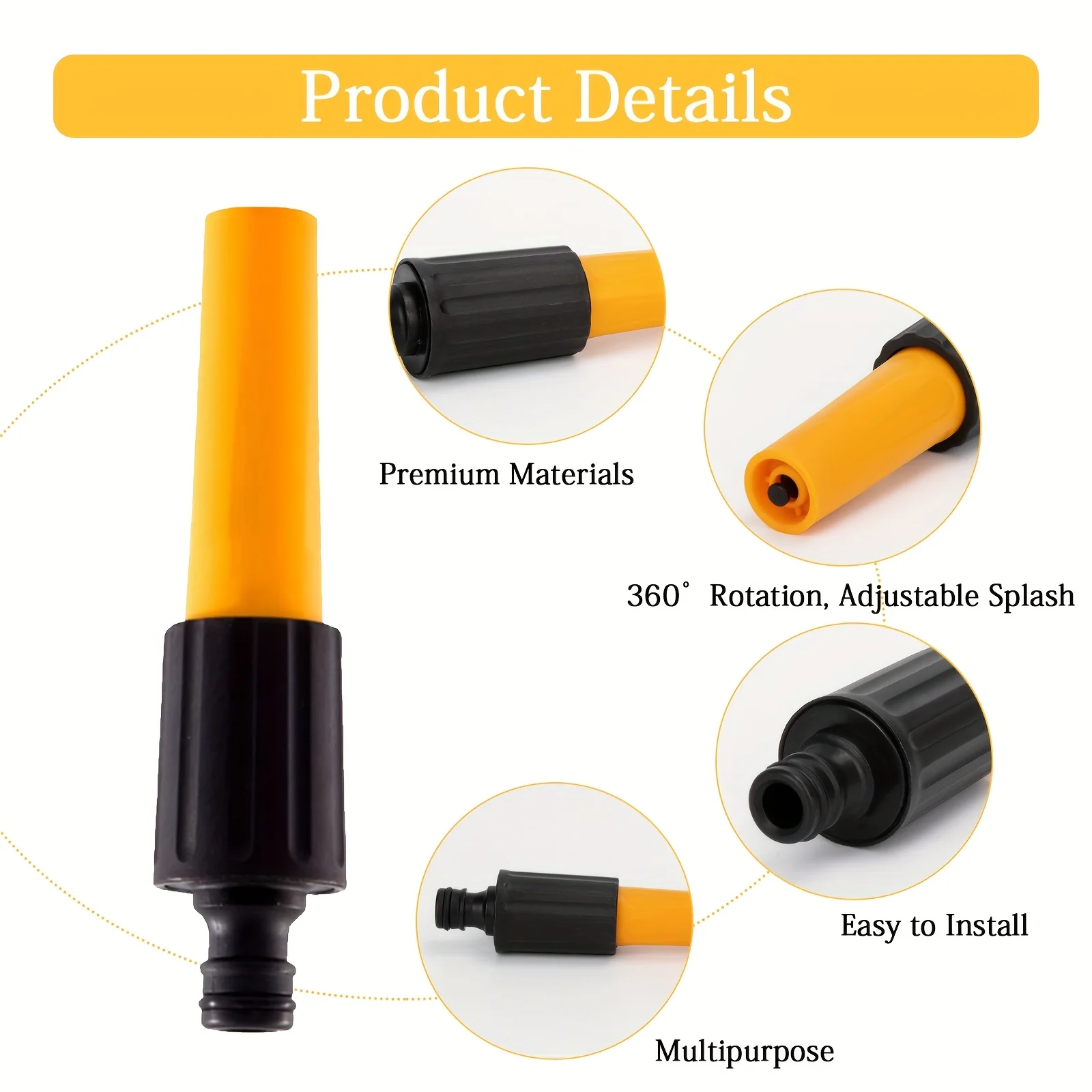 4pcs Garden Hose Nozzle Set - Adjustable Spray Gun for Plants, Lawn, Car Wash & Pet Shower