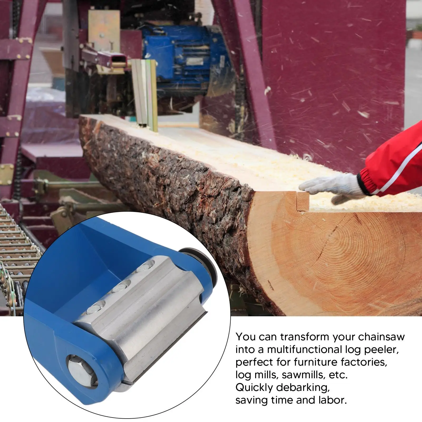 Chainsaw-Driven for log Debarker & Peeler Tool for Timber Processing, Sawmills & for log Builders - Blue Color