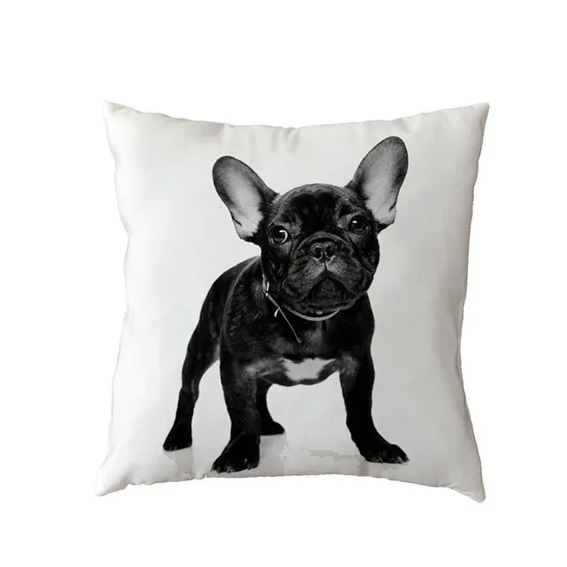 French Bulldog Pug Poodle Pillowcase Polyester Peach Skin Pillowcase Home Bedroom Hotel Chair Decoration Soft and Comfortable  .