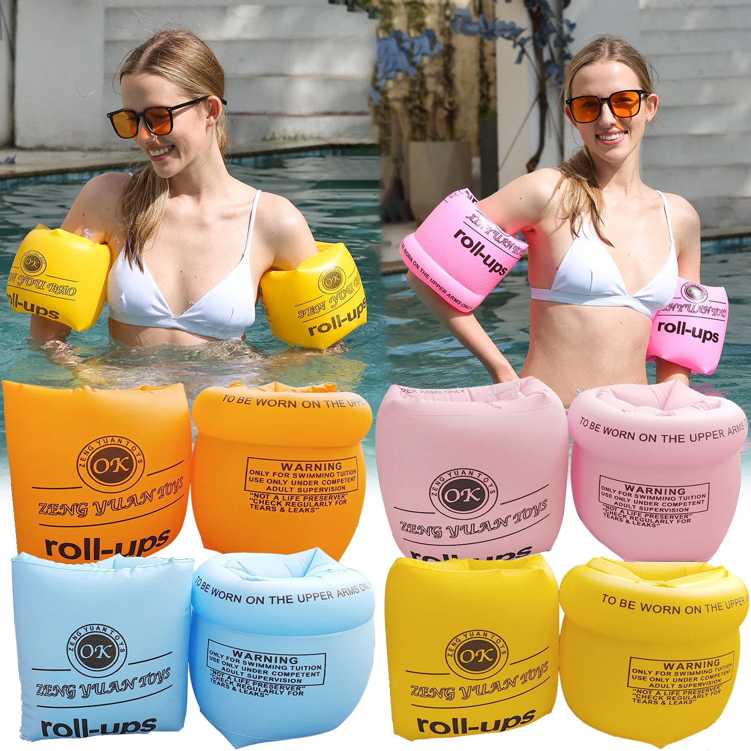 

Arm Float Rings Inflatable Sleeves PVC Arm Floaties Inflatable Swim Arm Bands Floater Sleeves Swimming Rings for Adults and Kids