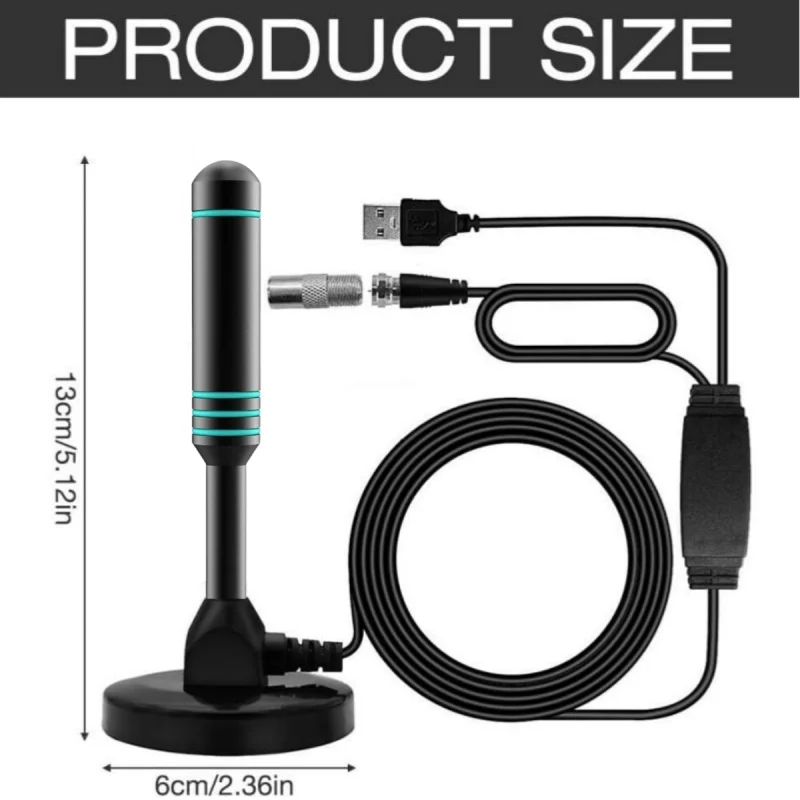 Indoor Terrestrial Wave Digital TV Antenna with Amplifier Vehicle-mounted DTMB DVB-T2 Antenna Extended Suction Cup for Clear Rec