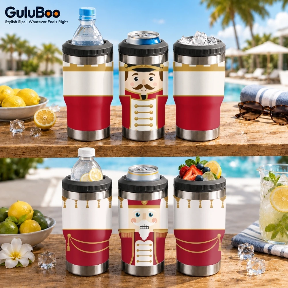 Termo Royal Toy Soldier Art de Acero Inoxidable, Vaso Térmico 4 en 1, Porta Cervezas, Taza de Café con Tapa Doble