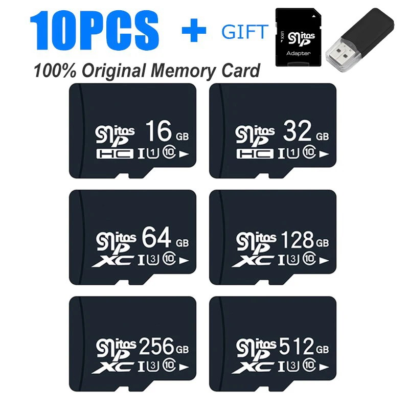 10PCS TF SD Card 1GB 2GB 4GB 8GB 128MB High Speed Class10 Original Flash Memory Card 64GB 128GB 16GB 32GB TF Card For smartphone