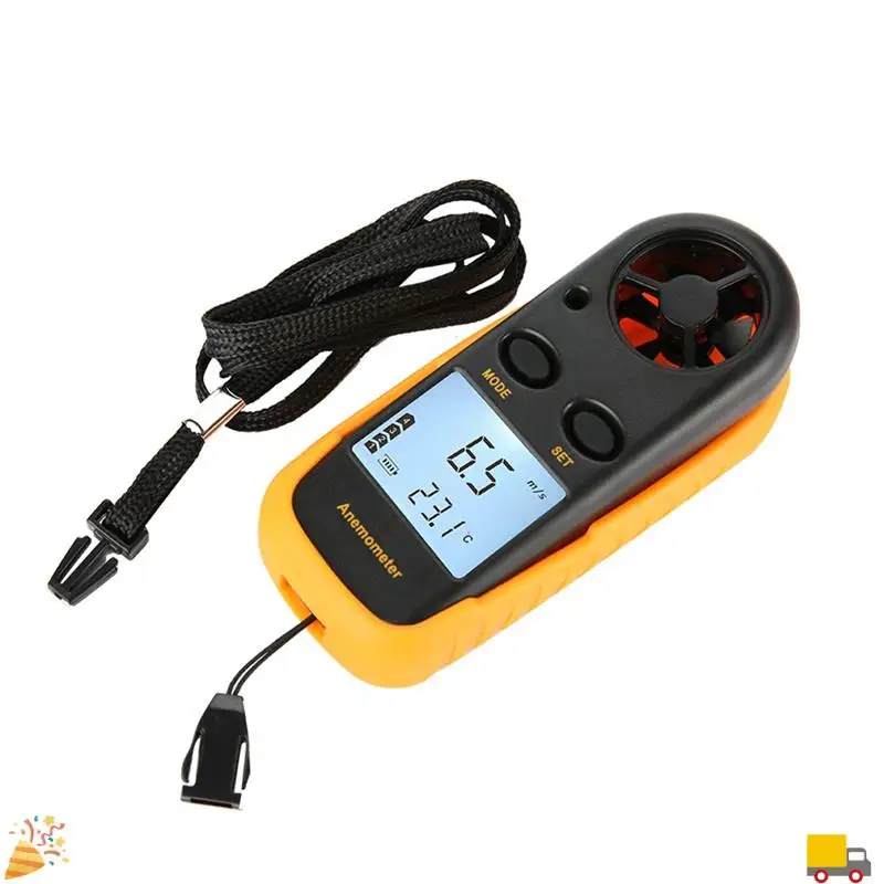 Anemometer Wind Speed Tester Backlight Display Five Types Of Wind Speed Units Yellow&Black 1 PCS