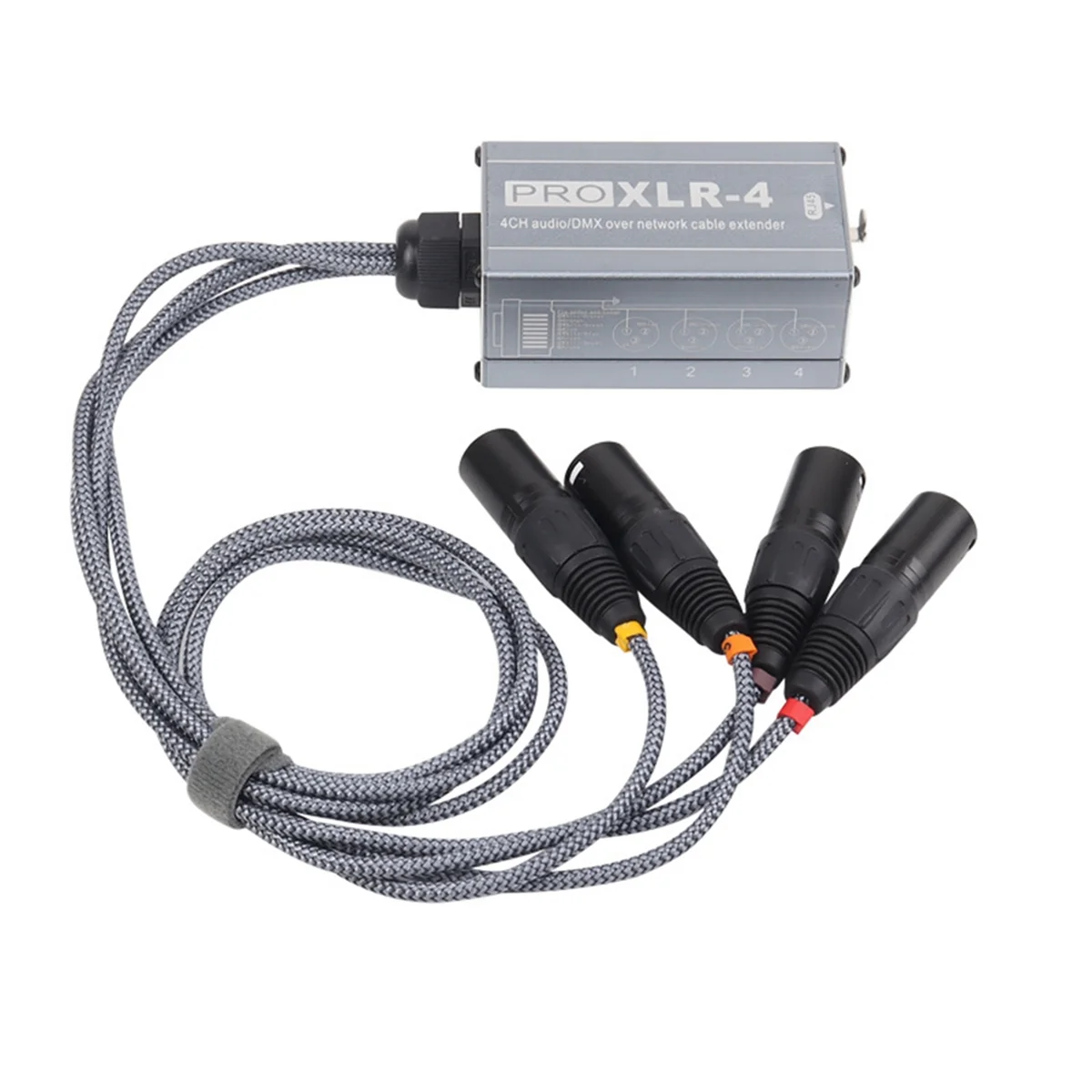 1Pair XLR Male/Female 4 Channel Snake 3Pin XLR/DMX to Ethercon RJ45 Cat5/Cat6 Ethernet Extender for Live Stage, Grey