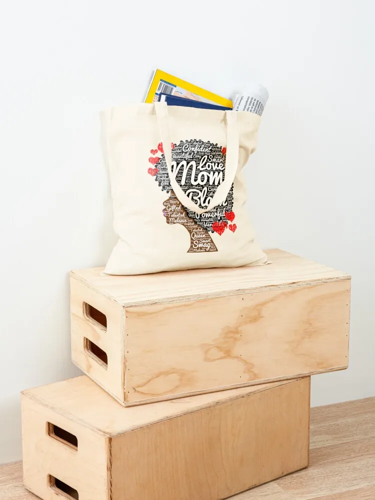 African American Mom Words in Afro Gift Tote Bag Gift bag shopping bag logo hand ladies Fabric