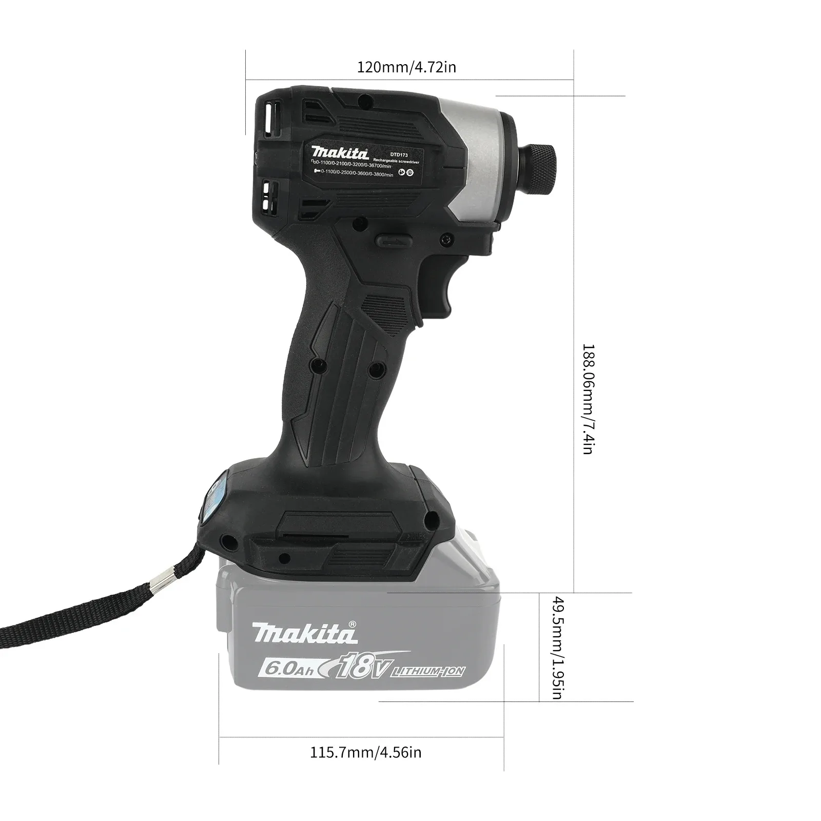 Makita DTD173 18V 180Nm Black Brushless Electric Screwdriver Multicolor DIY Home Improvement T-Mode Wood Bolt Driver view 6
