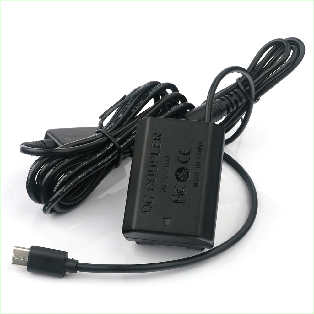 AC-FZ100 Usb Type-C NP-FZ100 Dummy Batterij Power Adapter Dc Coupler Voor Sony A7S Iii ILCE-9 ILCE-7SM3 ILCE-9M2 A9 ii