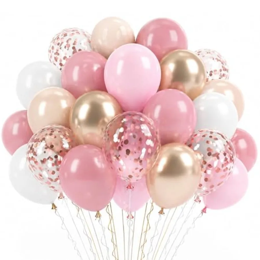 

Palloons 12 Inch Blush Light Beige Nude Apricot Champagne Gold Metallic Latex Party Balloon Rose Gold Confetti Balloons for Wom