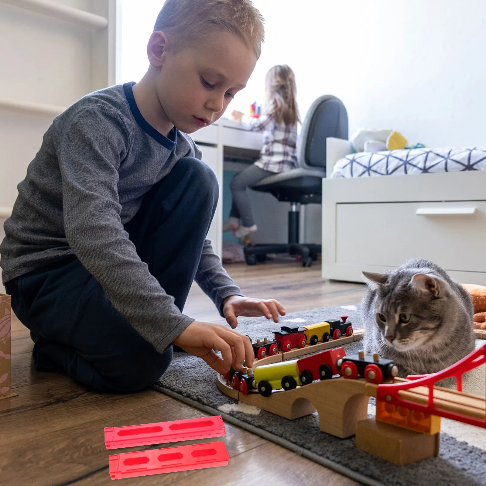 2 stks Universele Domino Compressie Clip Compact Heldere Kleur Glad Veilig Plastic Voor Kinderen Diy Domino Trein Uitbreiding Gereedschap