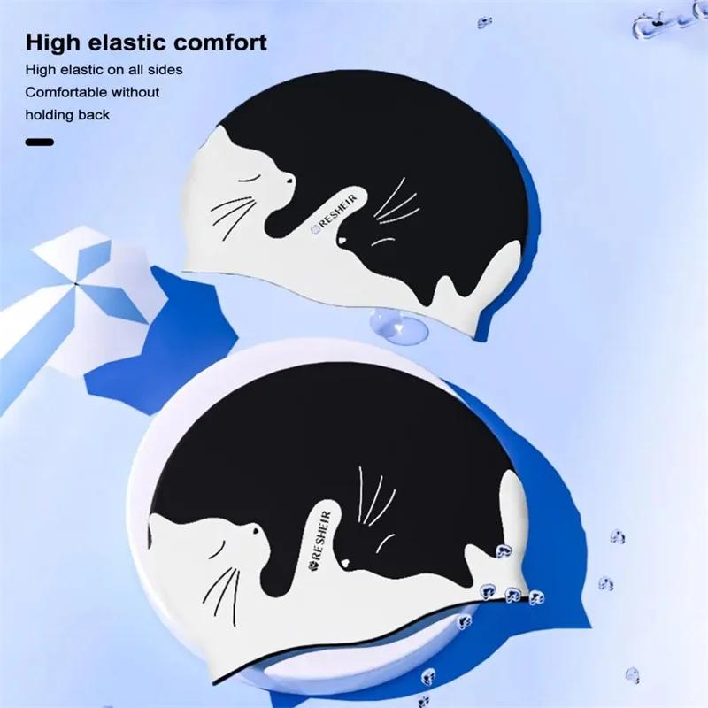 Swimming Caps Waterproof Silicone Swimming Hat Cartoon Pattern Dry Hair Swim Caps Unisex Ear Protection Diving Hat For Men/women