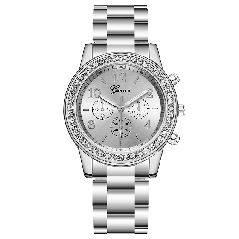 fashion rhinestone stainless steel quartz women watch