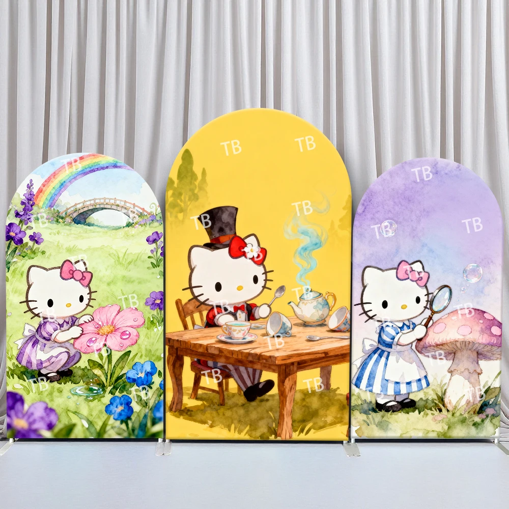 

Sanrio Hello Kitty Watercolor Style Arch Backdrop Cover Delightful Festive Scene For Kids Birthday Baby Shower Photo Booth Decor